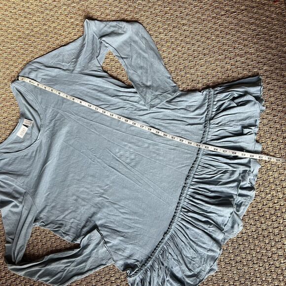 LOGO Lori Goldstein Soft Blue Ruffled Peplum Long Sleeve Top Women’s Large - Picture 5 of 6